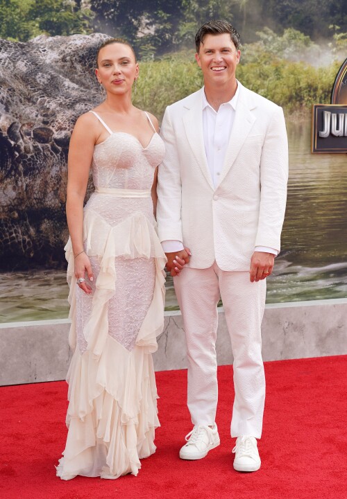 Mandatory Credit: Photo by Paul Zimmerman/Shutterstock (15369741aw)Scarlett Johansson and Colin JostUniversal Pictures and Amblin Entertainment's 'Jurassic World: Rebirth' film premiere, New York, USA - 23 Jun 2025