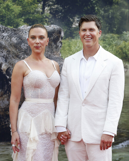 Mandatory Credit: Photo by John Angelillo/UPI/Shutterstock (15370977f)Scarlett Johansson and Colin Jost arrive on the red carpet for the "Jurassic World Rebirth" New York Premiere at Lincoln Center on Monday June 23, 2025 in New York City.Jurassic World Rebirth Premiere, New York, United States - 23 Jun 2025