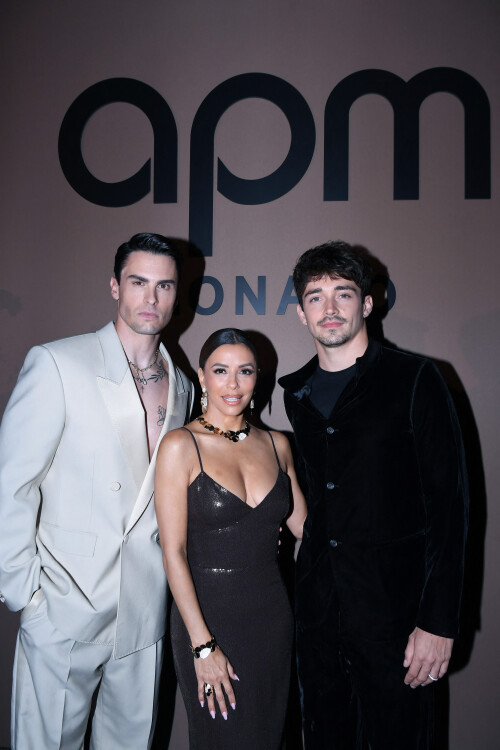 Baptiste Giabiconi, Eva Longoria, Charles Leclerc - Soire "APM Monaco"  l'htel JW Marriott lors du 78me Festival International du Film de Cannes le 20 mai 2025.  RAchid Bellak/Bestimage "APM Monaco" evening at the JW Marriott Hotel during the 78th Cannes International Film Festival on May 20, 2025.