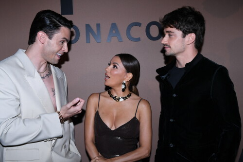 Baptiste Giabiconi, Eva Longoria, Charles Leclerc - Soire "APM Monaco"  l'htel JW Marriott lors du 78me Festival International du Film de Cannes le 20 mai 2025.  RAchid Bellak/Bestimage "APM Monaco" evening at the JW Marriott Hotel during the 78th Cannes International Film Festival on May 20, 2025.