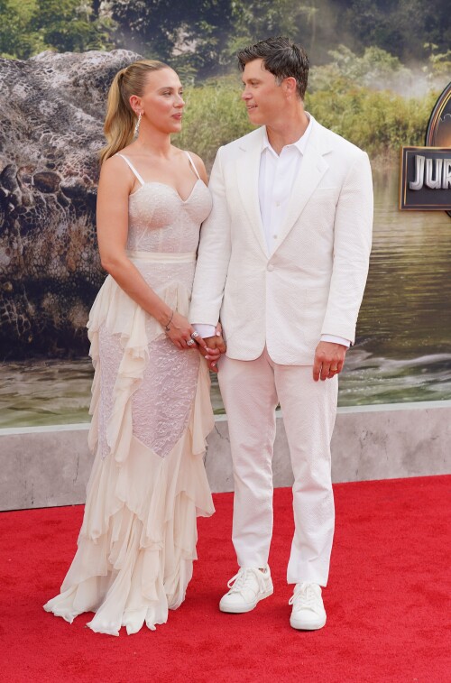 Mandatory Credit: Photo by Paul Zimmerman/Shutterstock (15369741ak)Scarlett Johansson and Colin JostUniversal Pictures and Amblin Entertainment's 'Jurassic World: Rebirth' film premiere, New York, USA - 23 Jun 2025