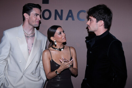 Baptiste Giabiconi, Eva Longoria, Charles Leclerc - Soire "APM Monaco"  l'htel JW Marriott lors du 78me Festival International du Film de Cannes le 20 mai 2025.  RAchid Bellak/Bestimage "APM Monaco" evening at the JW Marriott Hotel during the 78th Cannes International Film Festival on May 20, 2025.