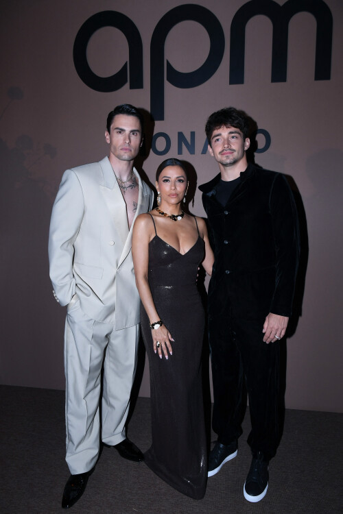 Baptiste Giabiconi, Eva Longoria, Charles Leclerc - Soire "APM Monaco"  l'htel JW Marriott lors du 78me Festival International du Film de Cannes le 20 mai 2025.  RAchid Bellak/Bestimage "APM Monaco" evening at the JW Marriott Hotel during the 78th Cannes International Film Festival on May 20, 2025.