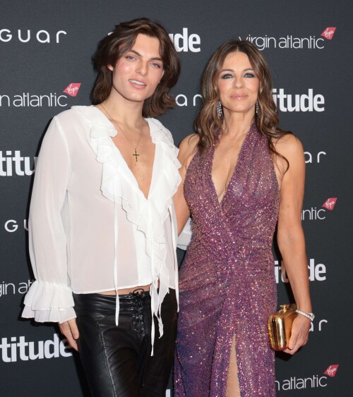 Mandatory Credit: Photo by James Shaw/Shutterstock (15523419f)Damian Hurley and Elizabeth Hurley14th Virgin Atlantic Attitude Awards powered by Jaguar, Arrivals, London, UK - 08 Oct 2025/shutterstock_editorial_AttitudeArrivals_15523419f//2510082021